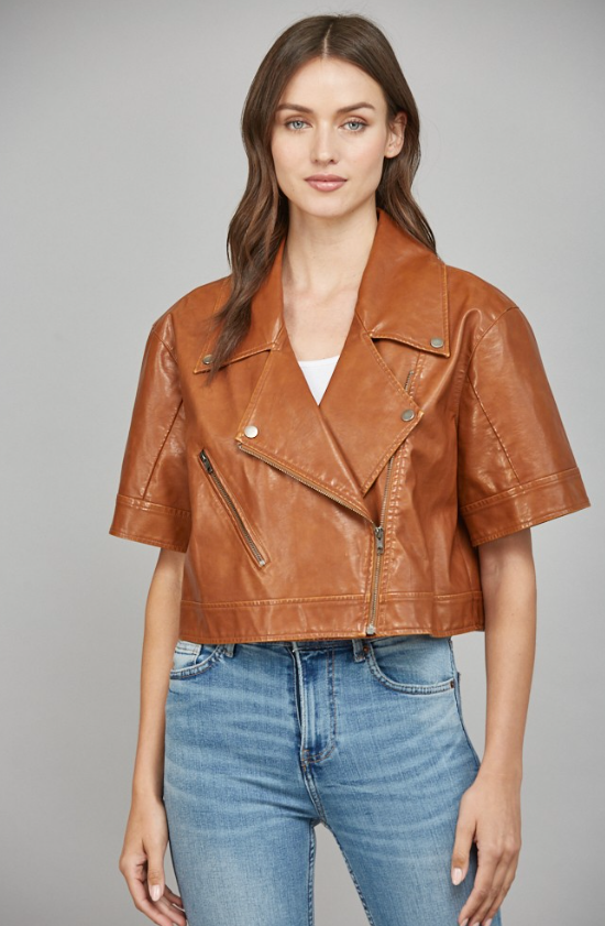 Aviana Short Sleeve Vegan Leather Jacket
