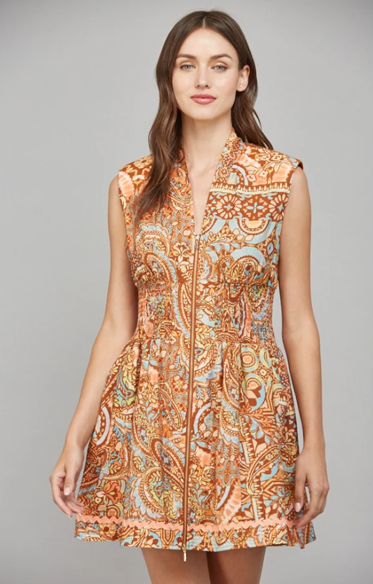 Viviana Zip Front Sleeveless Mini Dress
