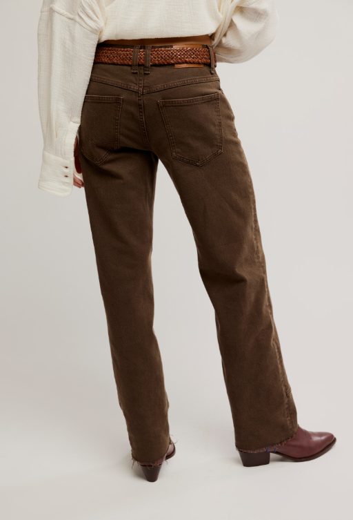 Free People Risk Taker Mid-Rise Straight Jeans - Workwear Brown