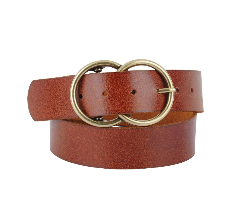 Wide Harmony Buckle Leather Belt