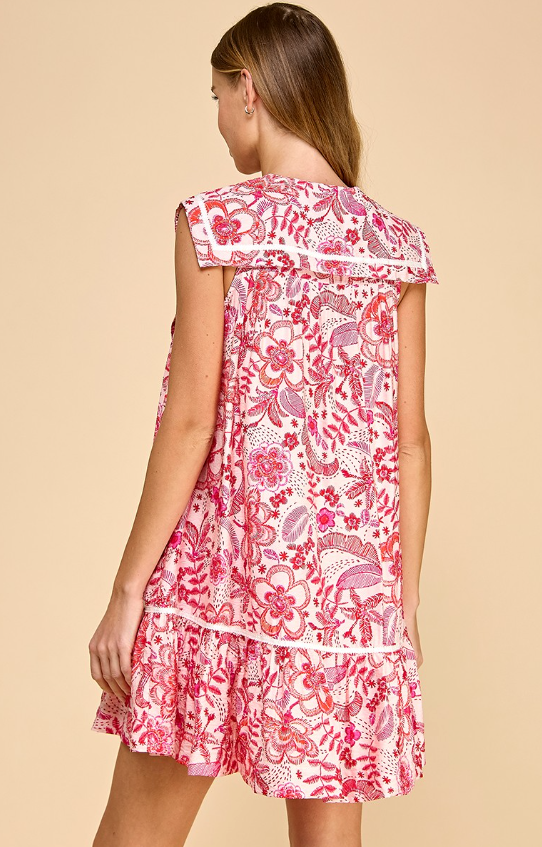 Adalyn Sailor Collar Ruffle Hem Dress