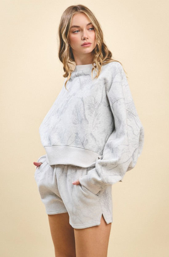 Winter Frost Camo Print Dropped Shoulder Sweatshirt