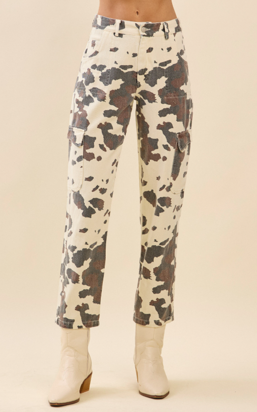 Harley Animal Print Straight Leg Cargo Pants