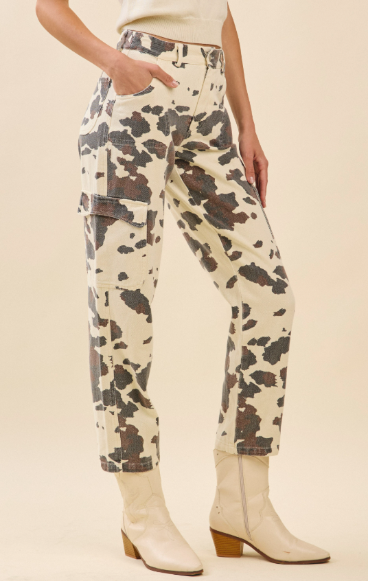Harley Animal Print Straight Leg Cargo Pants
