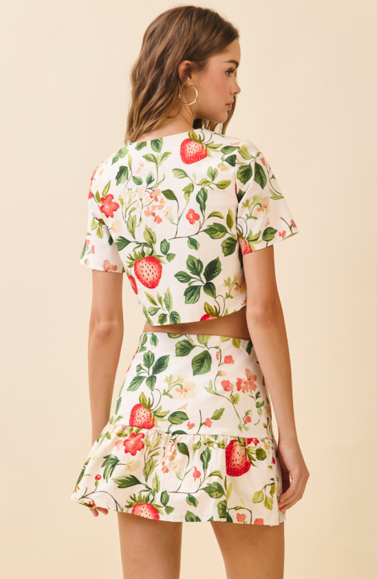 Strawberry Fields Tiered Mini Skirt