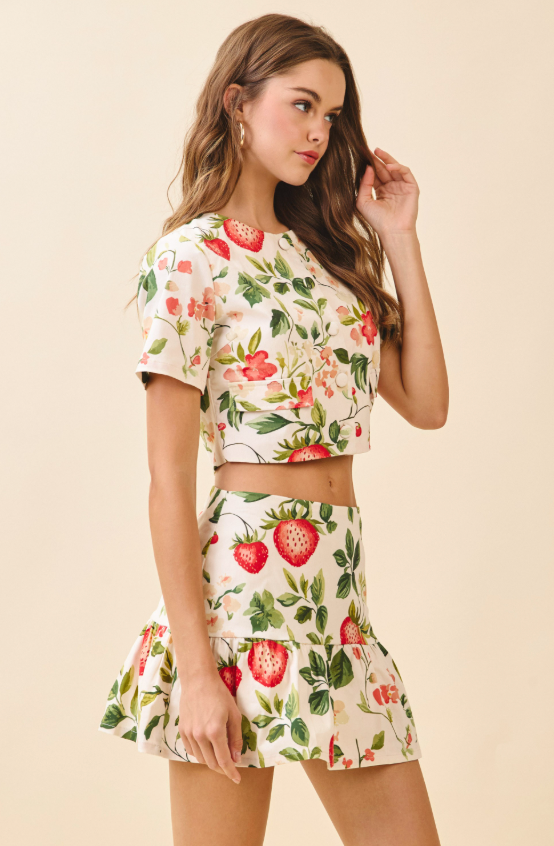 Strawberry Fields Tiered Mini Skirt
