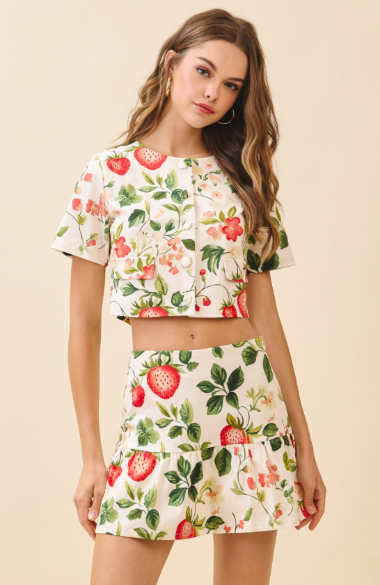 Strawberry Fields Tiered Mini Skirt