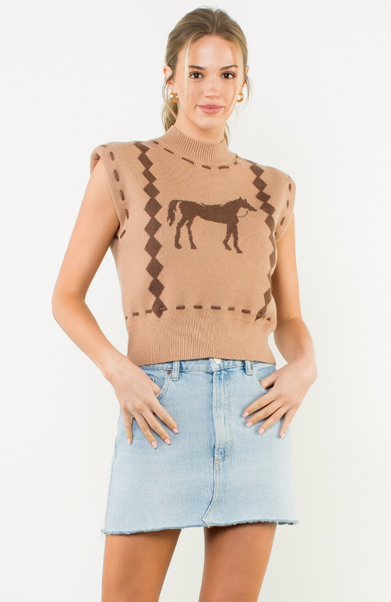 Phoenix Horse Knit Sweater Vest
