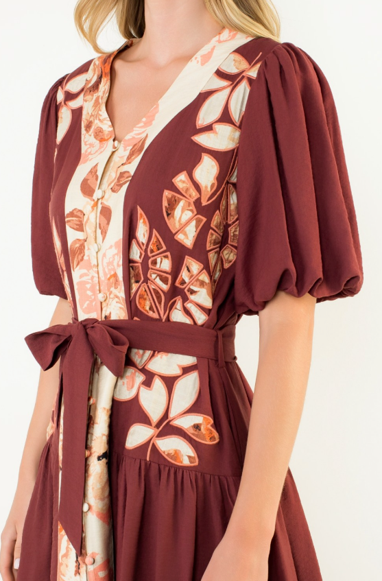 Everlee Puff Sleeve Tie Waist Dress