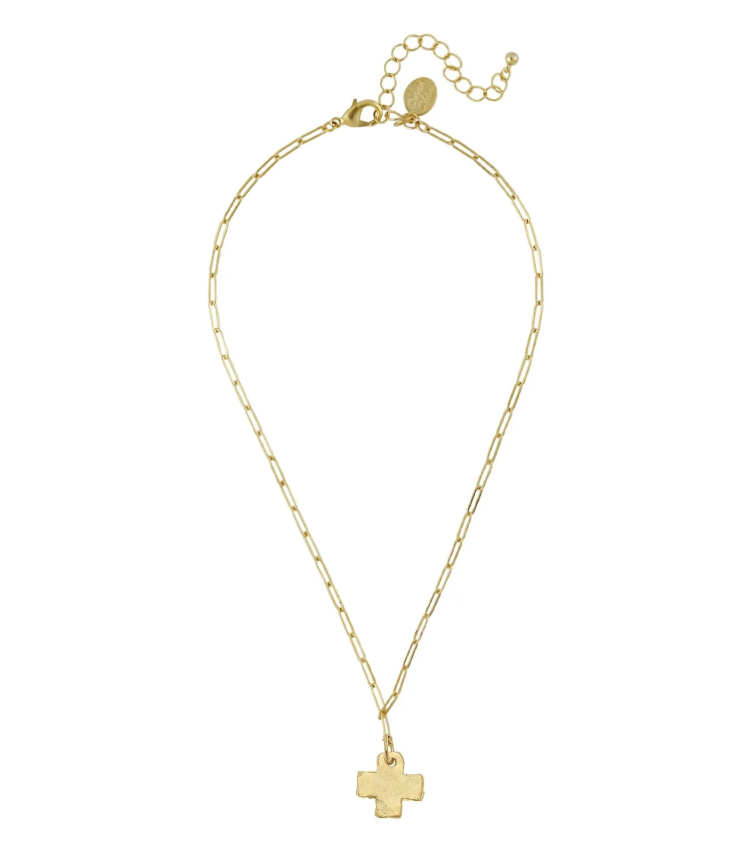 Susan Shaw Cross Paperclip Necklace