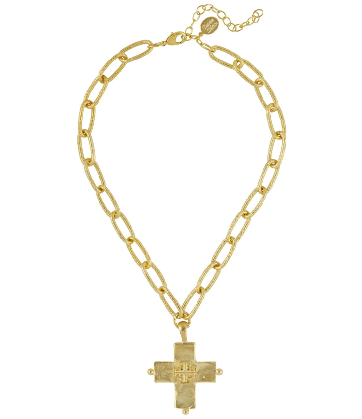Susan Shaw Jerusalem Double Cross Chain Necklace