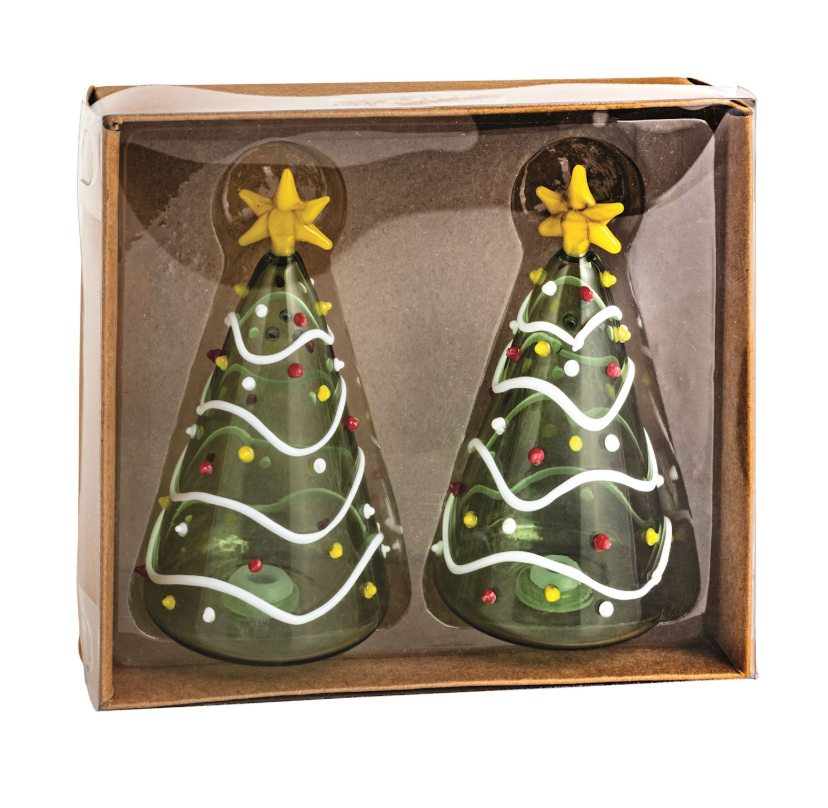 Christmas Tree Glass Salt & Pepper Set