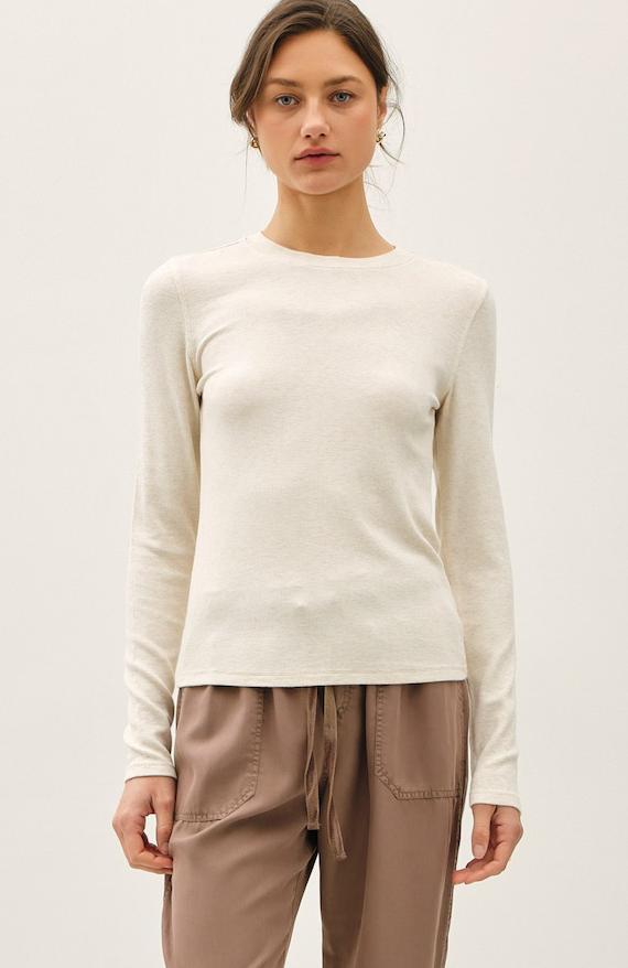 Arya Ribbed Long Sleeve Basic Crew
