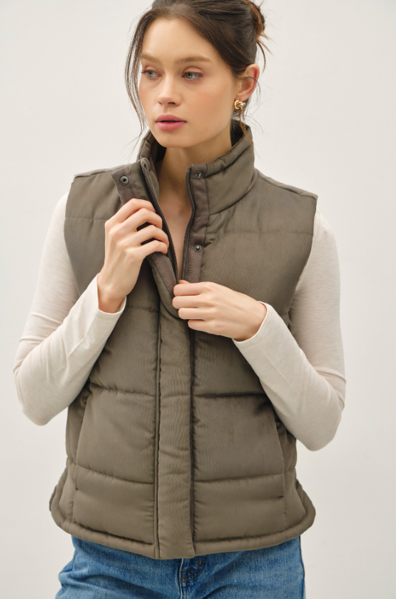 Peyton Suede Puffer Vest