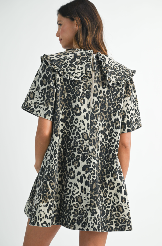 Samira Leopard Peter Pan Collar Mini Dress