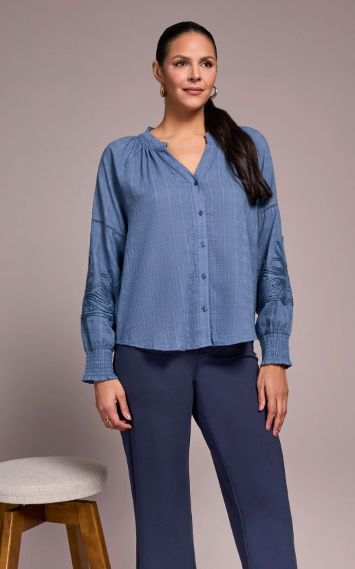 Tribal Jaquard Applique Sleeve Blouse