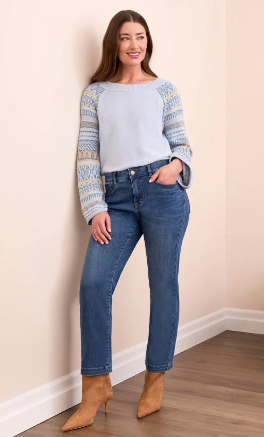 Tribal Audrey Boundless Stretch Denim Straight Leg Crop Jeans