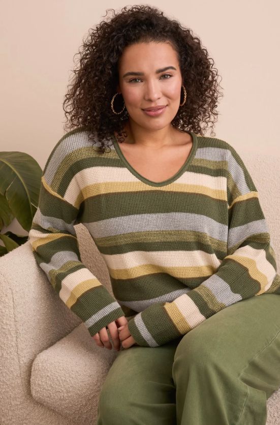 Tribal Combed Cotton Waffle Sweater