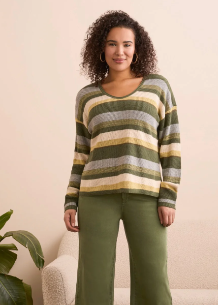 Tribal Combed Cotton Waffle Sweater