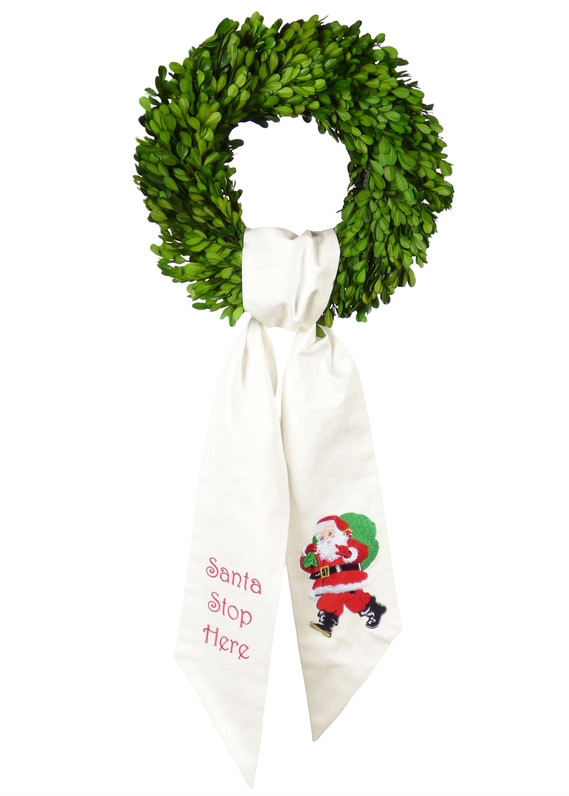 Santa Stop Here Wreath Sash