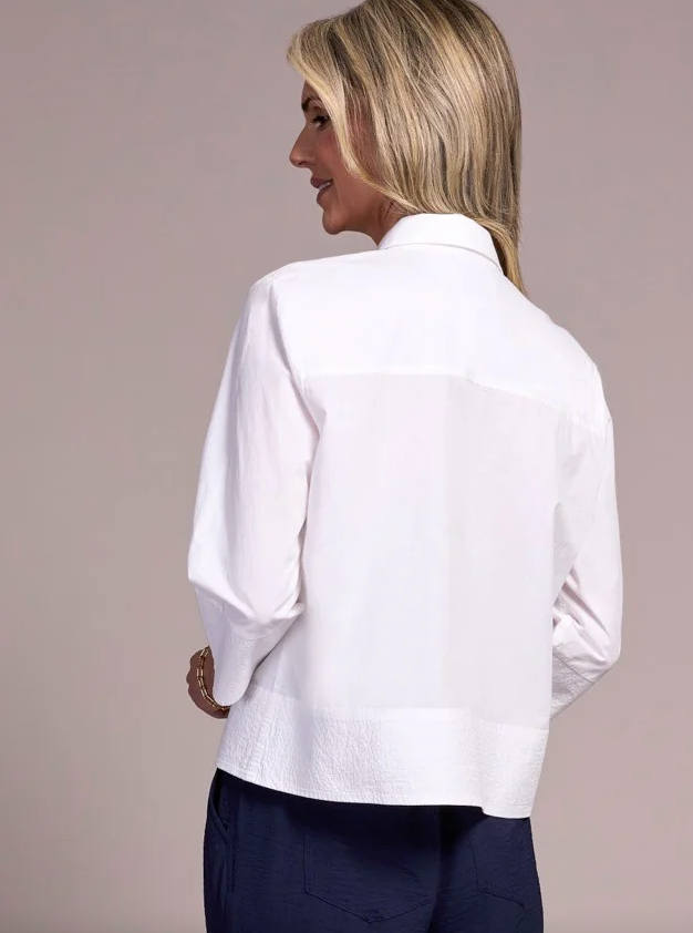 Tribal Soft Poplin 3/4 Sleeve Button-Front Shirt