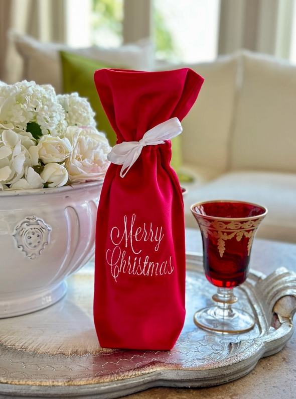 Christmas Velvet Wine Bag