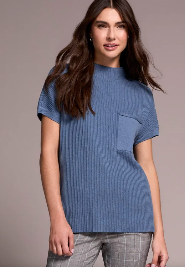 Tribal Cotton Mock Neck Cap Sleeve Top