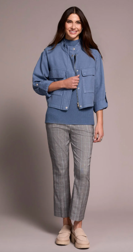 Tribal Slub Twill Zip-Front Mock Neck Jacket