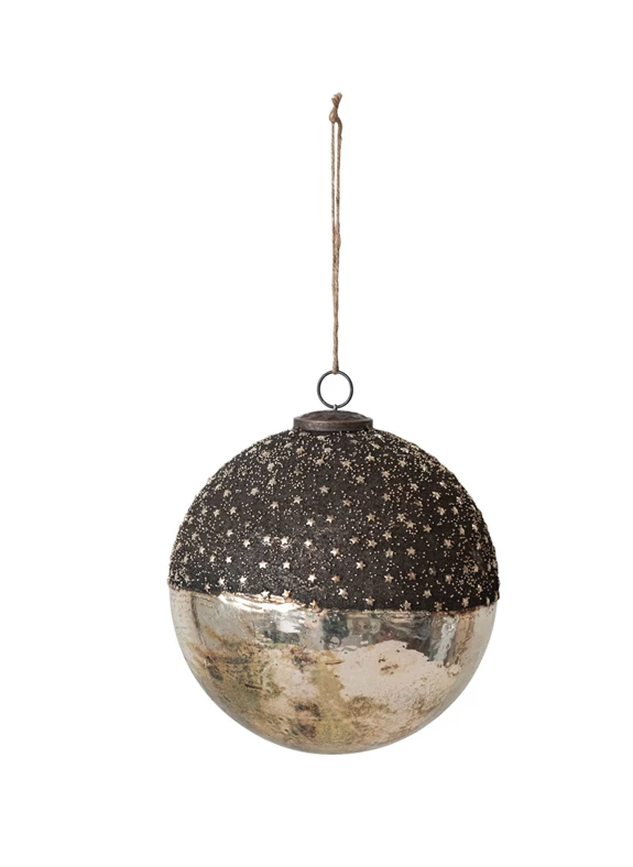 Stars Mercury Glass Ball Ornament