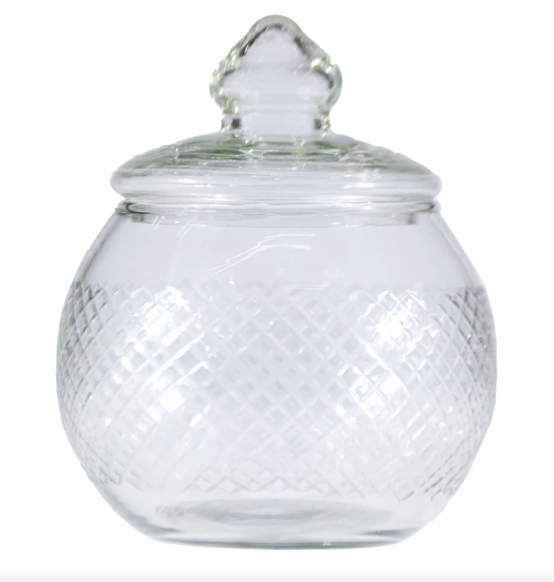 Cut Glass Jar with Lid