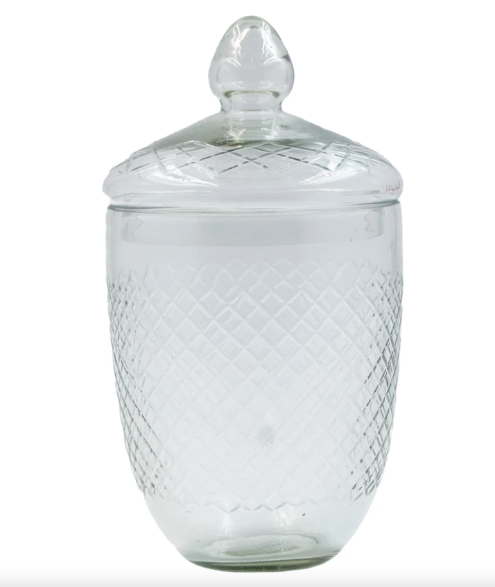 Cut Glass Jar with Lid