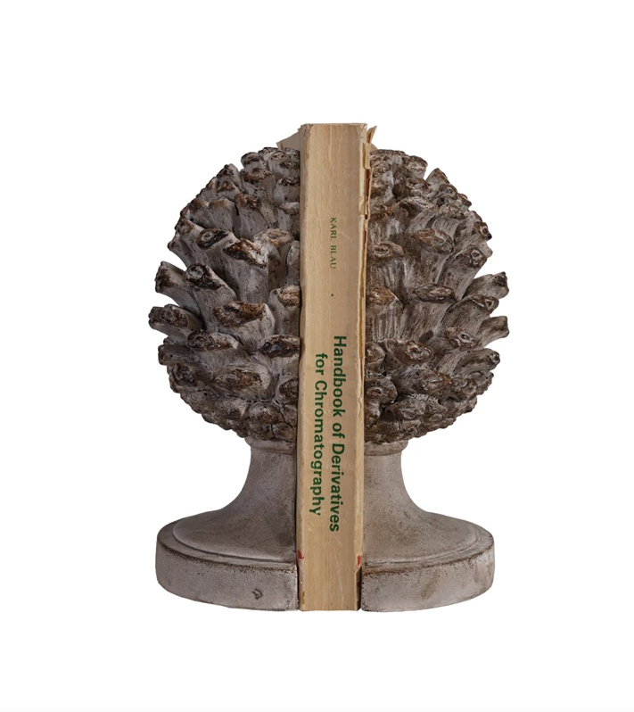 Rustic Pinecone Finial Bookends - Set of 2