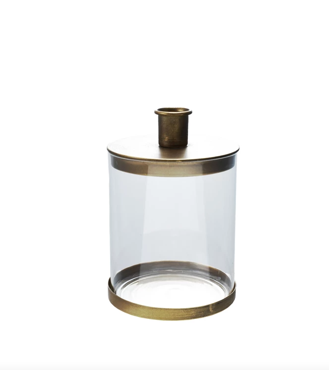 Metal & Glass Taper Candle Holder