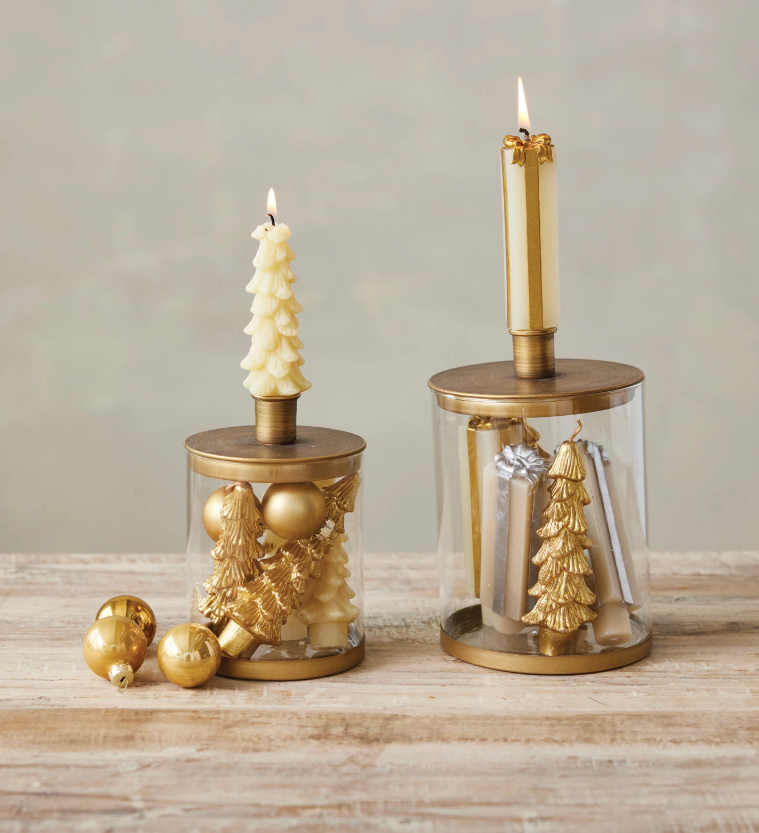 Metal & Glass Taper Candle Holder
