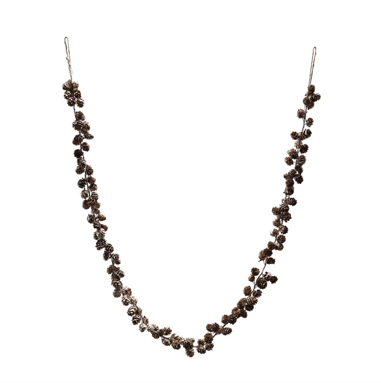 72" Glitter Pinecone Garland w/ Jute Cord
