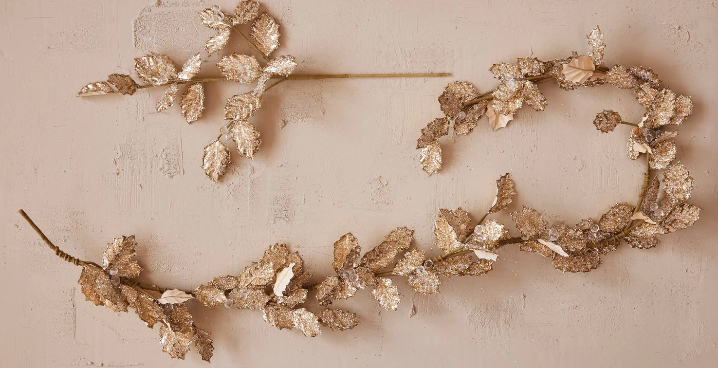 72" Glitter Holly & Crystal Berry Garland