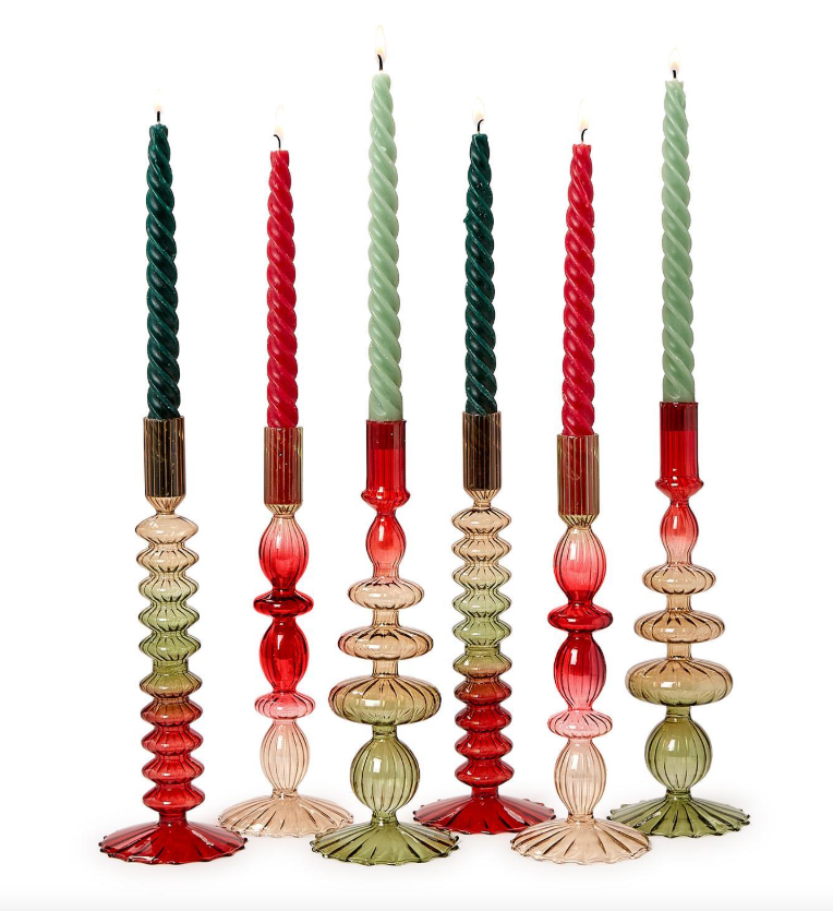 Holiday Ombre Glass Candlestick