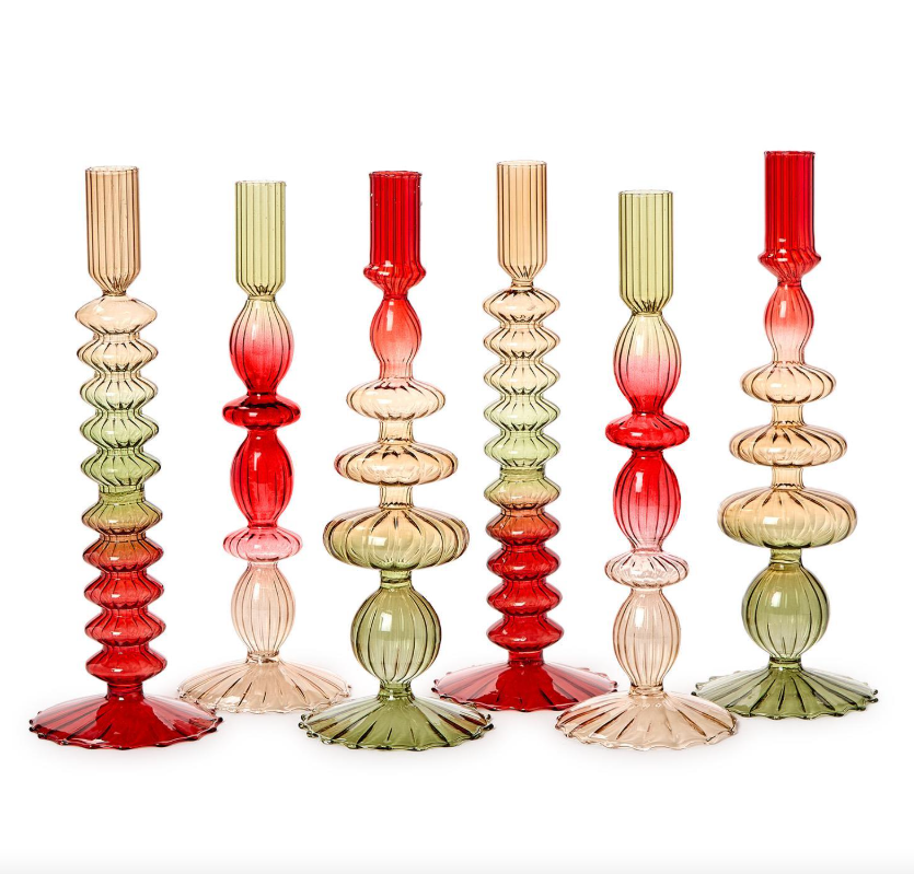 Holiday Ombre Glass Candlestick