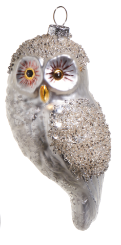 Iced Owl Glass Ornament