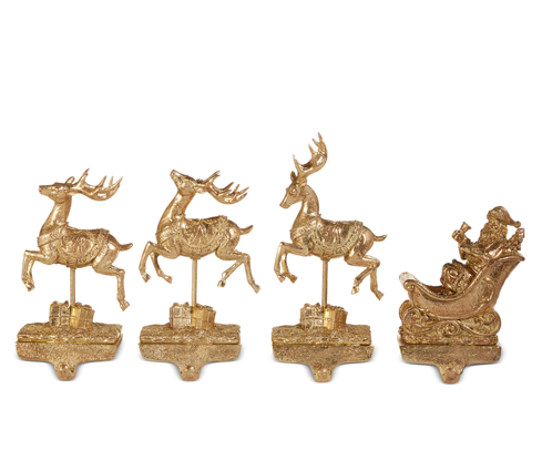 Santa & Reindeer Stocking Holders - Set of 4