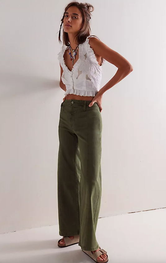 Free People Libre Wide-Leg Jeans - Thyme