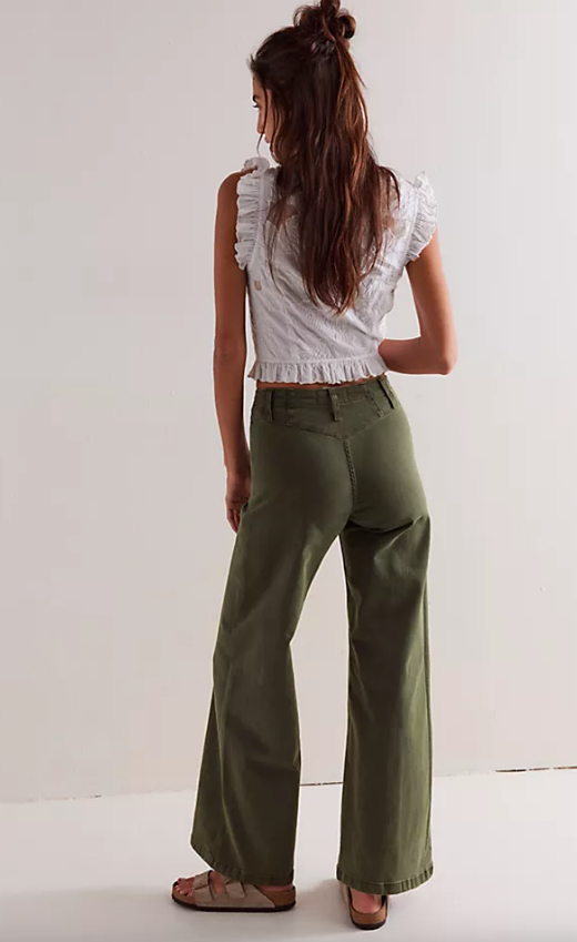 Free People Libre Wide-Leg Jeans - Thyme