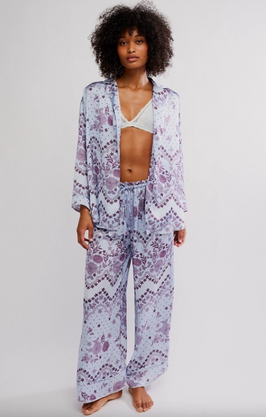 Free People Dreamy Days Pajama Set - Ice Combo