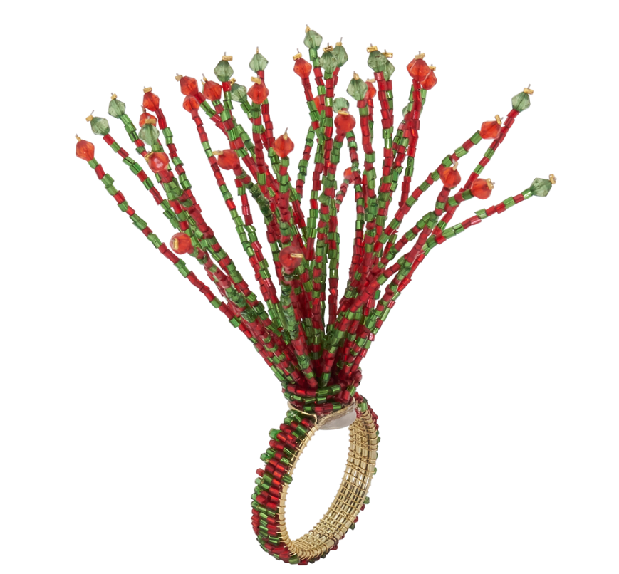 Beaded Spray Napkin Rings - Set of 4