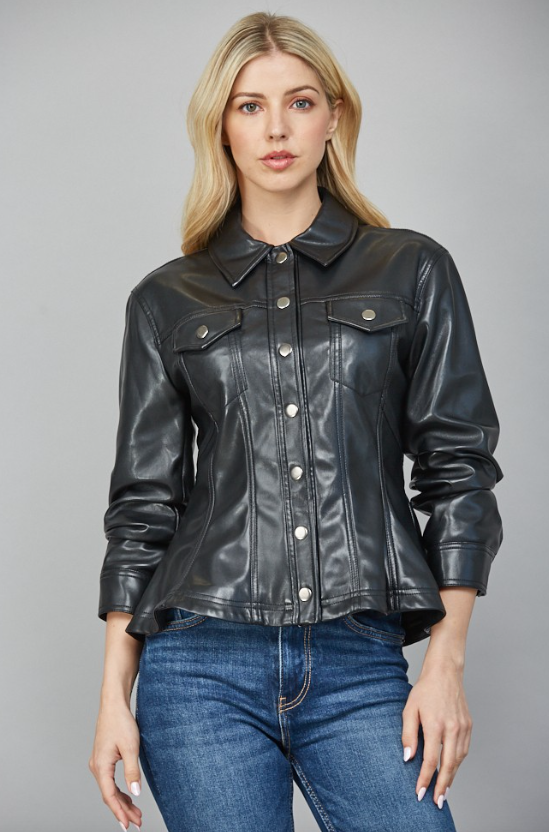 Dallas Vegan Leather Peplum Jacket