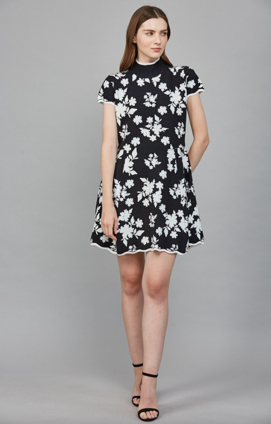Ezra Floral Jacquard Knit Sweater Dress