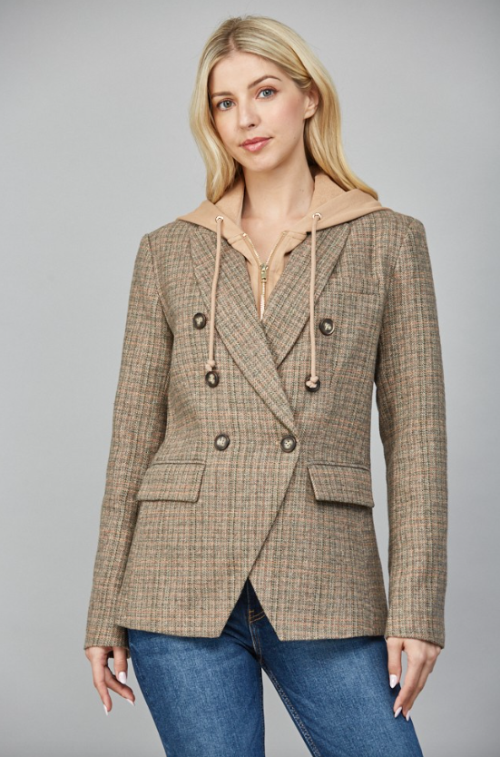 Romina Herringbone Double Breasted Blazer