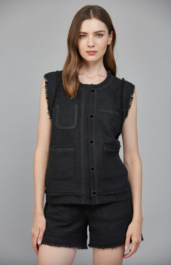 Michaela Sleeveless Tweed Vest