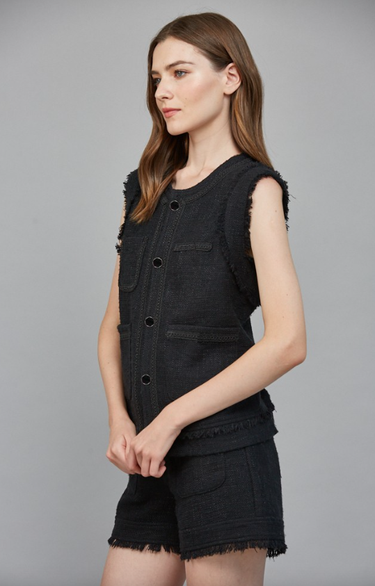 Michaela Sleeveless Tweed Vest