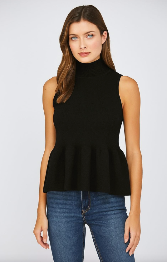 Marilyn Mock Neck Peplum Sweater Tank
